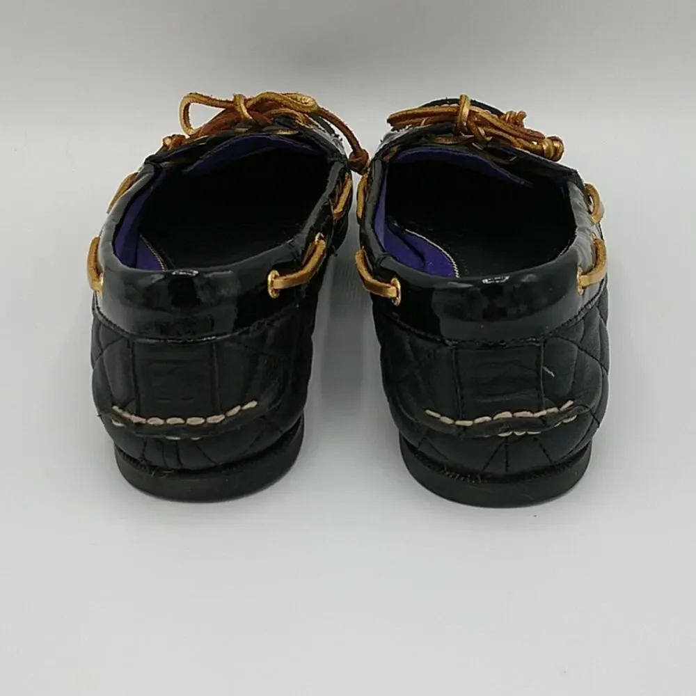 Sperry Top-sider Audrey Black Quilted Leather Boat size 8 1/2M